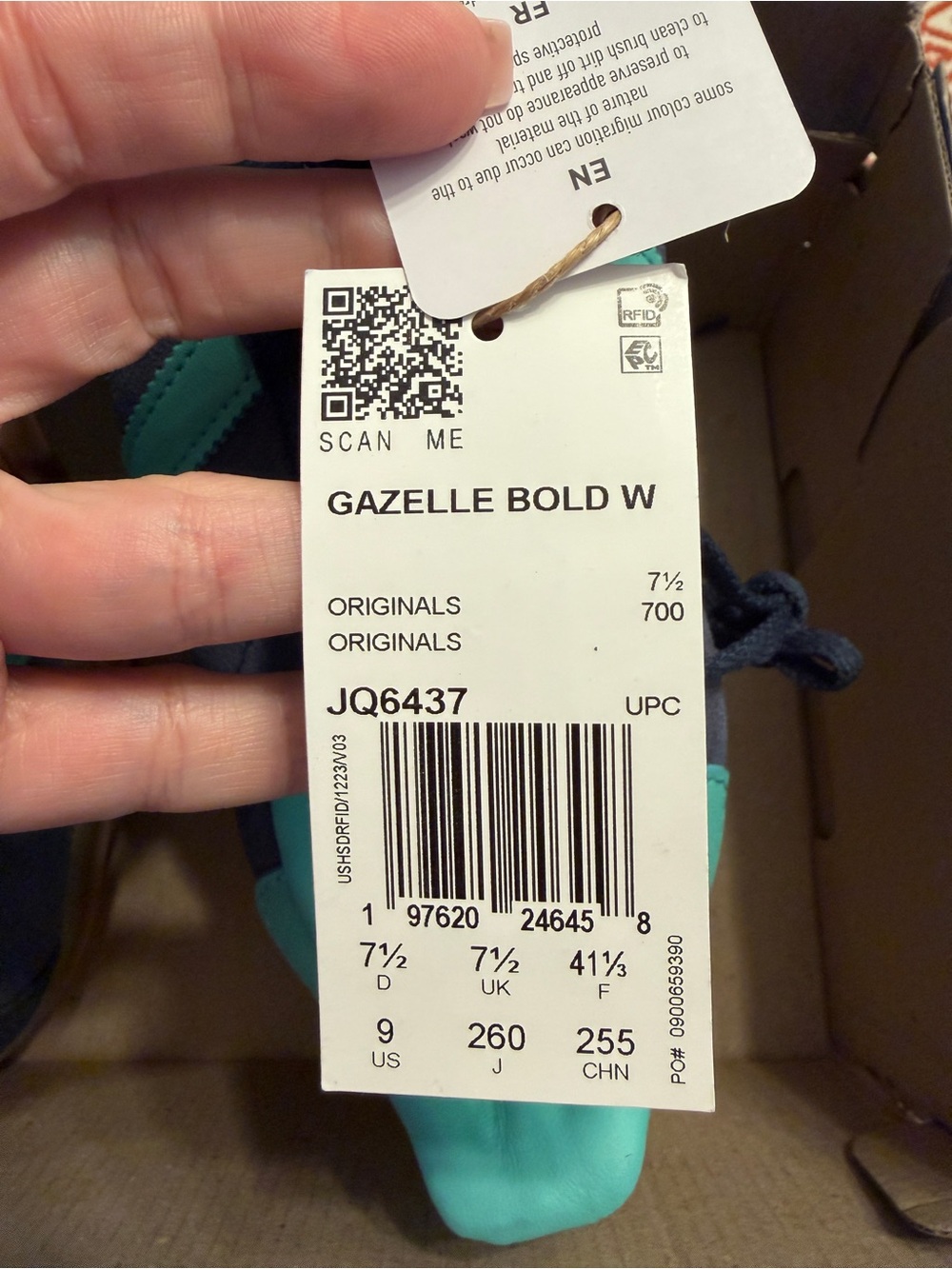 Adidas Gazelle Bold W Shadow Navy Acid Mint Platform Sneakers NWT Women’s 9 JQ64 - Picture 3 of 7